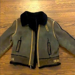 Brown shearling biker jacket